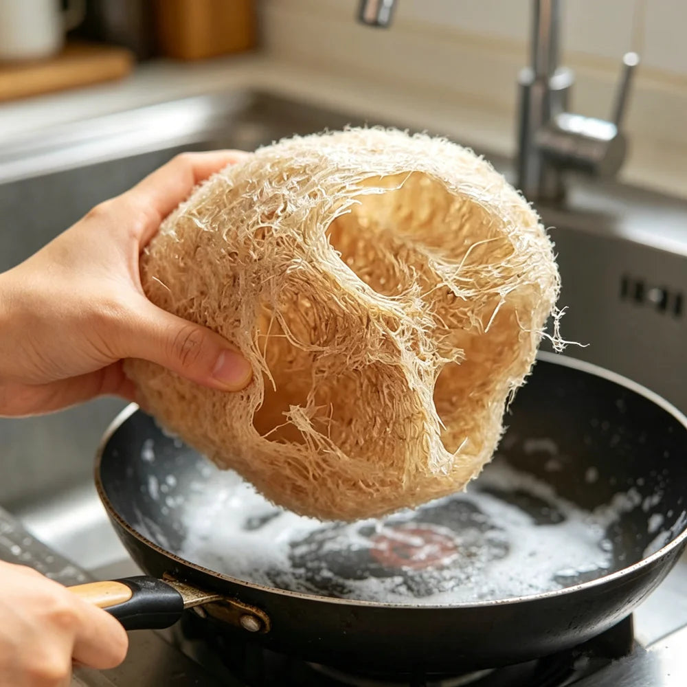 Éponge de Luffa Naturelle Multi-Usages – Corps, Cuisine & Salle de Bain