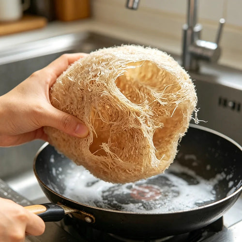 Éponge de Luffa Naturelle Multi-Usages – Corps, Cuisine & Salle de Bain