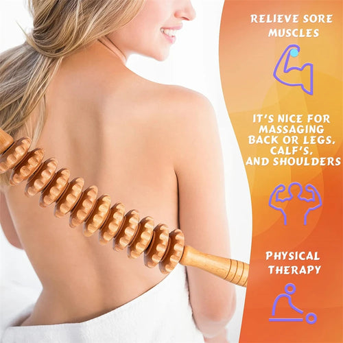 Rouleau de Massage en Bois Naturel Courbé – Anti-Cellulite & Détente Musculaire