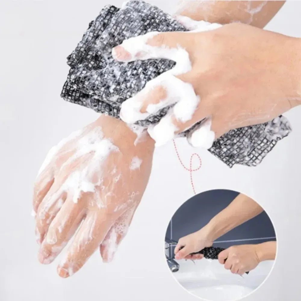 Brosse Exfoliante en Nylon – Éponge de Douche pour le Dos & le Corps