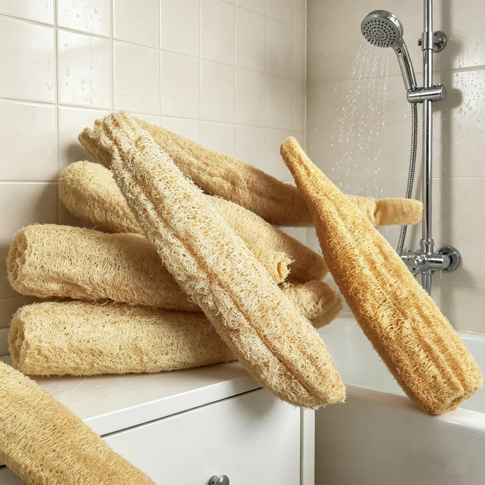 Éponge de Luffa Naturelle Multi-Usages – Corps, Cuisine & Salle de Bain